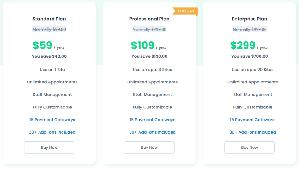 BookingPress appointment booking plugin - pricing