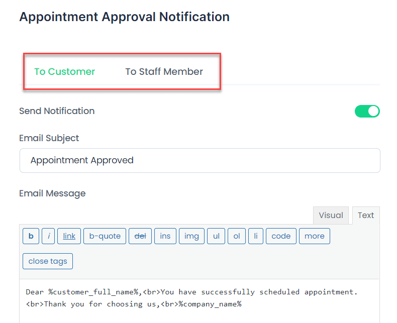notification email template