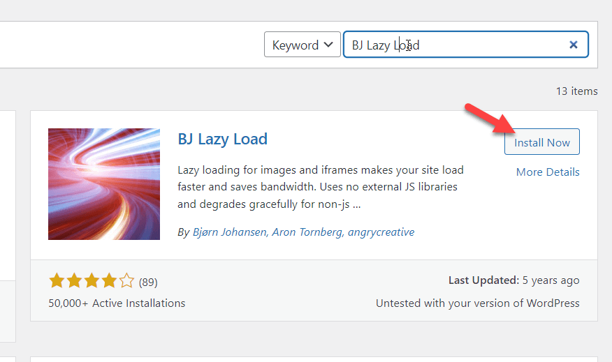 install bj lazy load - lazy load images in wordpress