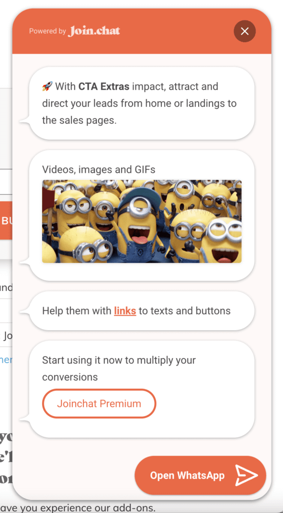 CTA extras from Joinchat plugin