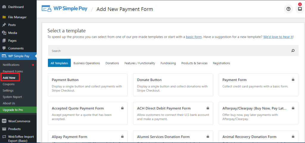 Add new pay later payments form