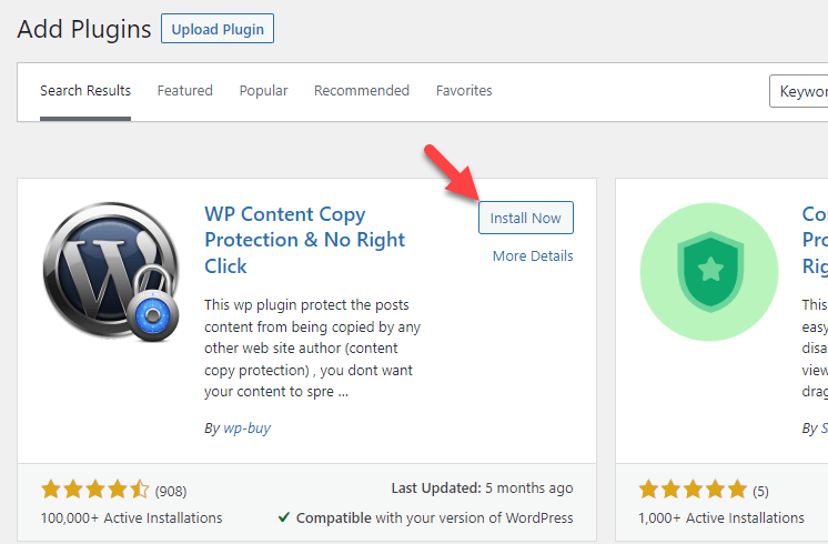 install WP Content Copy Protection & No Right Click