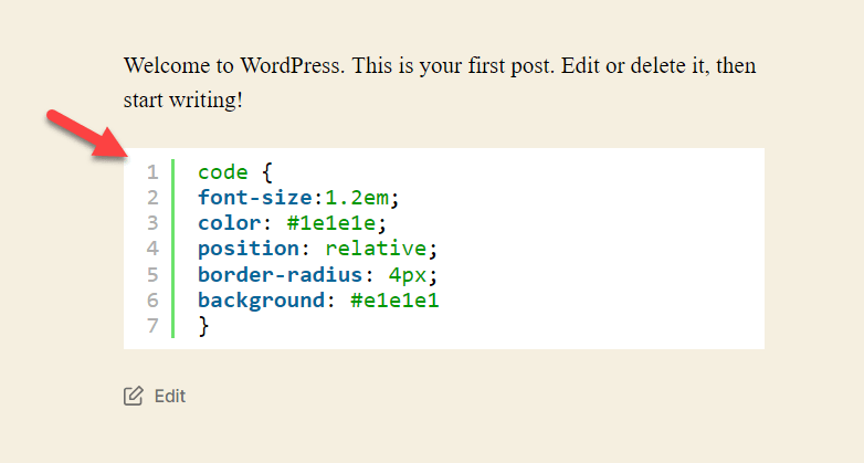 code displayed