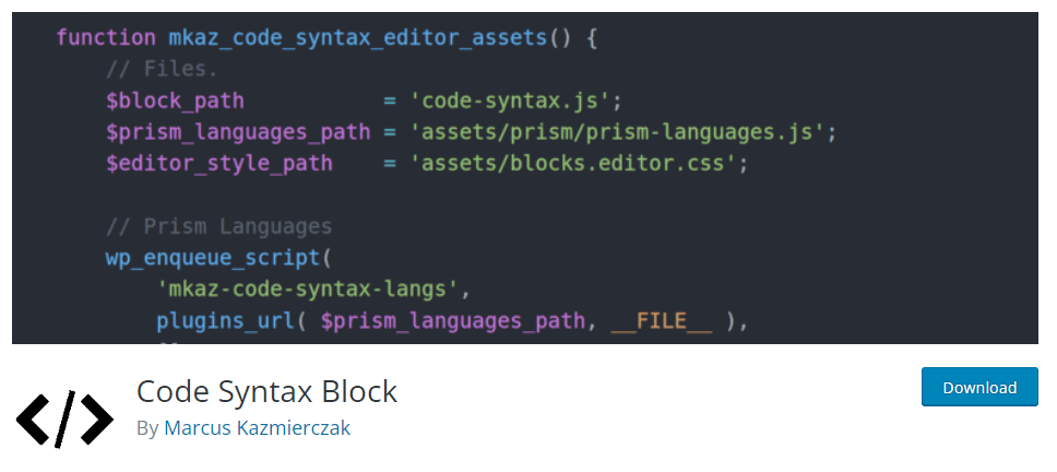 code syntax block