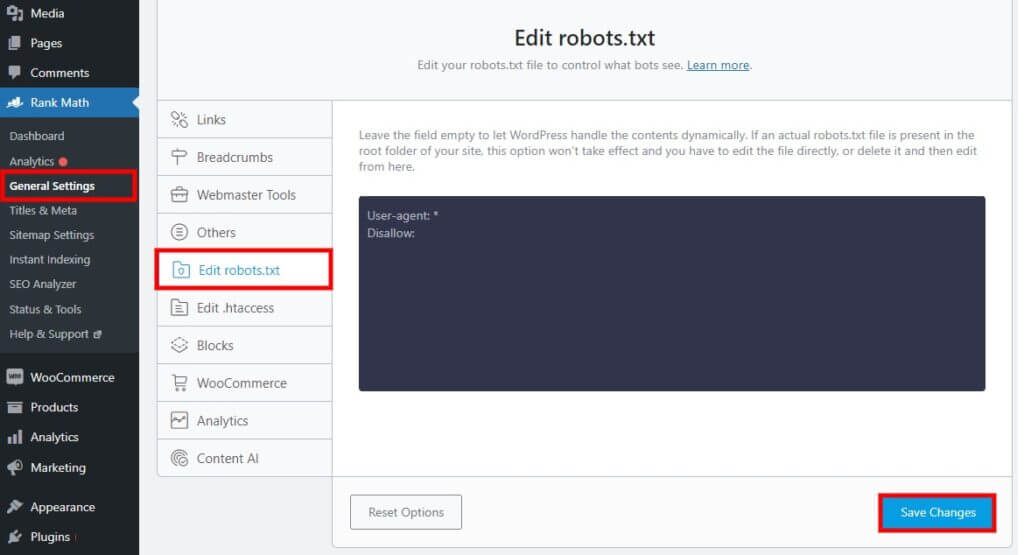 rank math edit file remove robots.txt from wordpress
