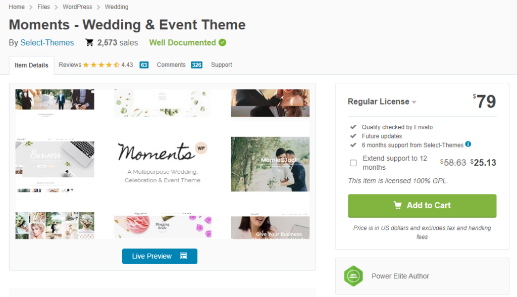 Moments WordPress theme - wedding WordPress themes