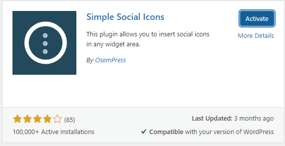 Simple Social Icons plugin