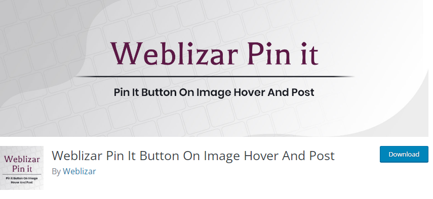 Weblizar Pin It plugin