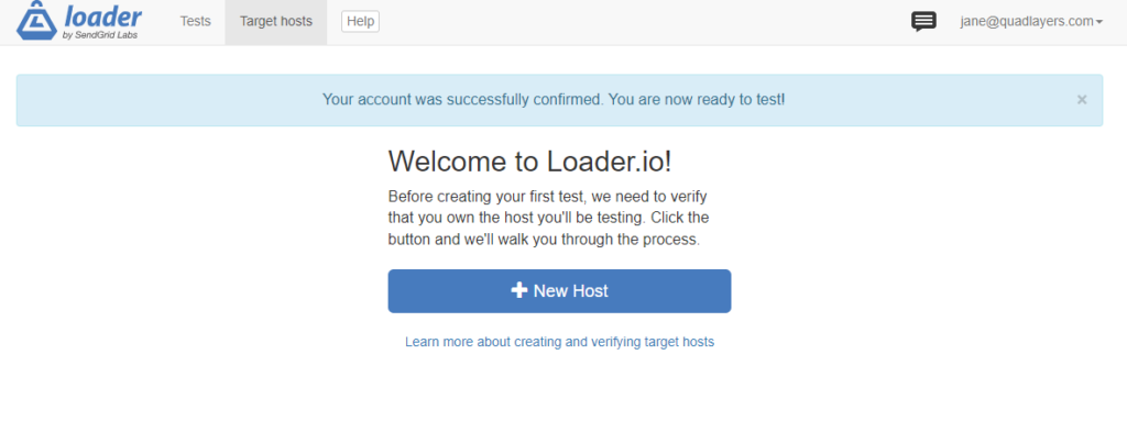 Loader.io user credentials